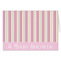 KRW Purple and Green Stripe Baby Shower Invitation Greeting Card