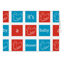 KRW Red Blue Blocks Custom Baby Shower Invitation Greeting Card