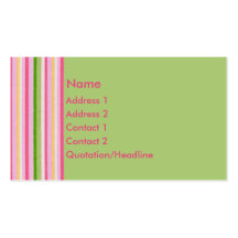 KRW Retro Pink and Green Stripe Business Card