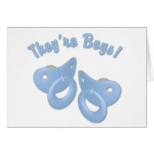 KRW Twin Boy Pacifier Baby Shower Invitation Cards