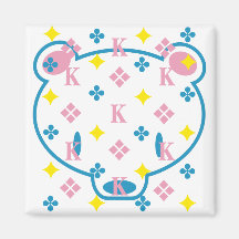 Kuma-chan K pattern white Magnet