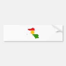 Kurdistan Flag Map full size Bumper Stickers