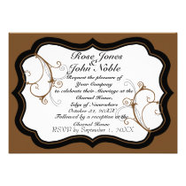 Kurli-Q Ivory B (Brown) Wedding Invitation invitations