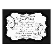 Kurli-Q Ivory B (Charcoal) Wedding Invitation invitations