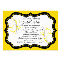 Kurli-Q Ivory B (Gold) Wedding Invitation invitations
