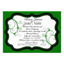 Kurli-Q Ivory B (Green) Wedding Invitation invitations