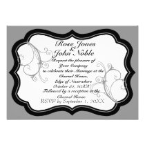 Kurli-Q Ivory B (Grey) Wedding Invitation invitations