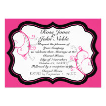 Kurli-Q Ivory B (Magenta) Wedding Invitation invitations