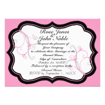 Kurli-Q Ivory B (Pink) Wedding Invitation invitations
