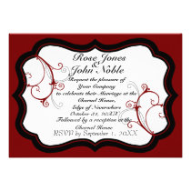 Kurli-Q Ivory B (Red) Wedding Invitation invitations