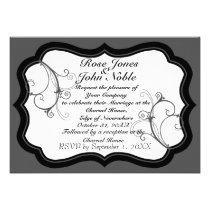 Kurli-Q Ivory B (Smoke) Wedding Invitation invitations