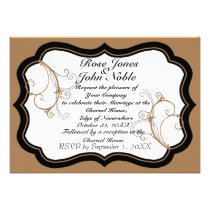 Kurli-Q Ivory B (Tan) Wedding Invitation invitations