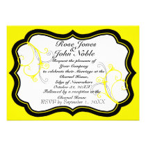Kurli-Q Ivory B (Yellow) Wedding Invitation invitations