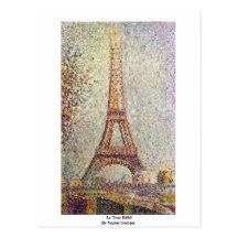 La Tour Eiffel By Seurat Georges Post Card
