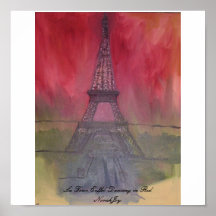 La Tour Eiffel Dancing in Red Posters