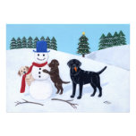 Labrador Christmas with Snowman Custom Announcements