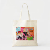 Labradors in the Kitchen Painting Canvas Bag