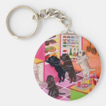 Labradors in the Kitchen Painting Key Chain