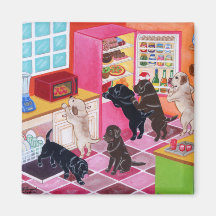 Labradors in the Kitchen Painting Refrigerator Magnet