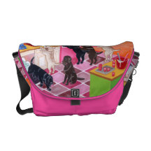 Labradors in the kitchen Painting Messenger Bag