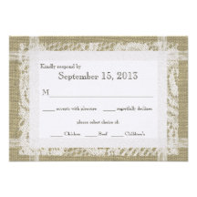 Lace and Burlap Reply Card
