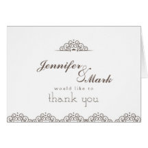 Lace Doily Thank You Note in Brown Greeting Cards