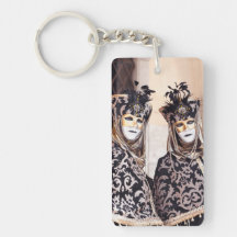 Ladies in Venice Carnival Keychain Rectangular Acrylic Keychain