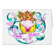 lady biker-1 greeting cards