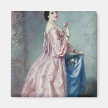 Lady holding Flowers in her Petticoat Magnets