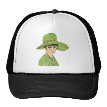 Lady In Green Trucker Hats