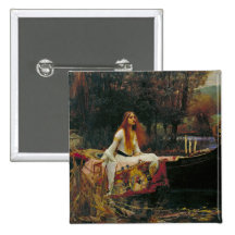 Lady of Shalott with Flowing Hair Buttons