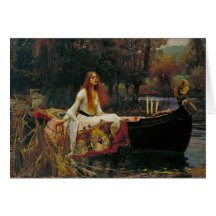Lady of Shalott with Flowing Hair Greeting Cards