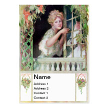 Lady Opening Window and Climbing Vine Business Card Templates