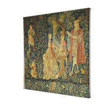 Lady playing the portative organ from gallery wrap canvas