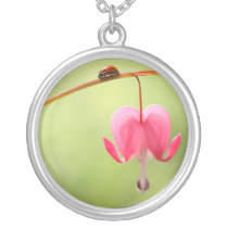Ladybug and Bleeding Heart Flower necklaces