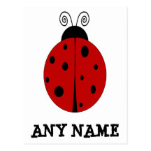 LADYBUG design customised POSTCARD with ANY NAME