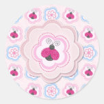Ladybug Flowers Baby Shower Round Stickers
