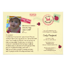 Ladybug Postcard Birthday Party Invitation