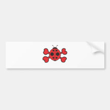 ladybug Skull red Crossbones Bumper Stickers