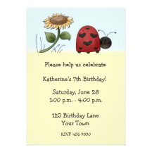 Ladybug, Sunflower Invitation