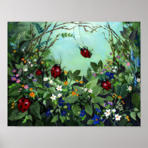 Ladybugs At Play Borderless Print