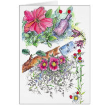 Ladybugs Flowers Domino Nature Note Card