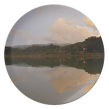 Lake at sunset party plate