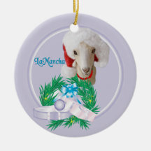 LaMancha Goat in Santa Hat  Wreath Holiday Ornamen Christmas Tree Ornament