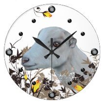 LaMancha Goat Painting Floral  Wall Clock