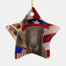 LAMANCHA PATRIOTIC CHRISTMAS ORNAMENT  STAR GOAT