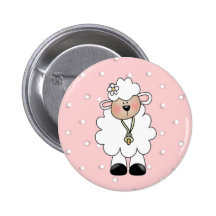Lamb Baby Shower Favour Pinback Button