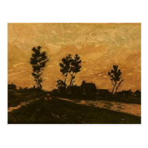 Landscape at Sunset, Vincent van Gogh Post Cards