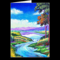Landscape River Painting Art - Multi cards