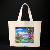 Landscape River Painting Art - Multi bags